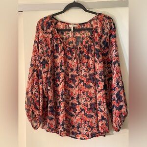 Beautiful Joie blouse in red navy white size L